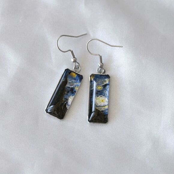 Vincent Van Gogh Starry Night Drop Dangle Earrings - Picture 4 of 4